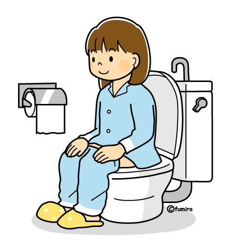 トイレに行く女の子のイラスト（カラー）