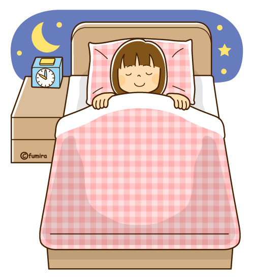 夜寝ている女の子のイラスト（ソフト）