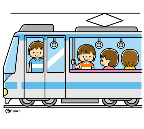 電車に乗る女の子のイラスト カラー 子供と動物のイラスト屋さん