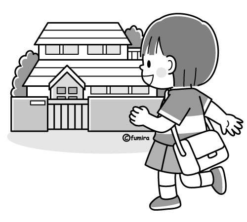 家に帰る 帰宅する女の子のイラスト ソフト