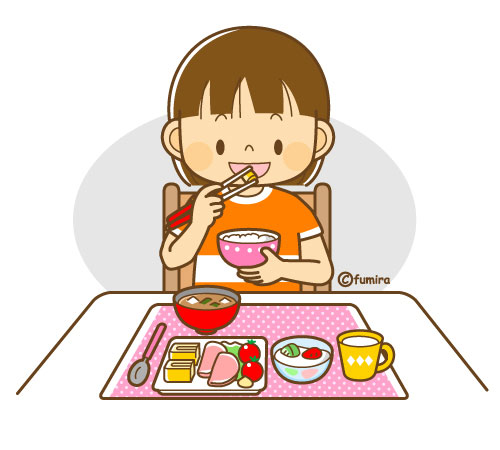 朝御飯を食べる女の子のイラスト ソフト