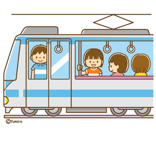 電車に乗る女の子のイラスト ソフト 子供と動物のイラスト屋さん