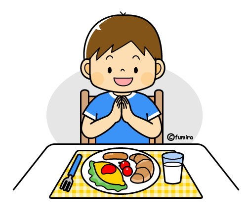 朝ごはんを食べる男の子のイラスト カラー