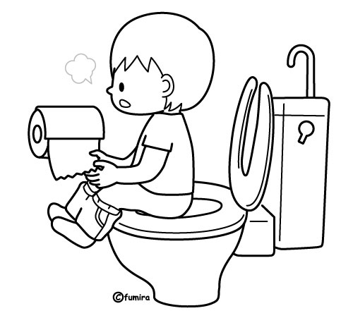 トイレに行く男の子のイラスト２ ぬりえ