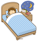 高学年・子供・男の子の生活イラスト ベッドで眠っている男の子