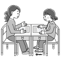 小学校高学年の生徒のイラスト 先生と面談する女の子