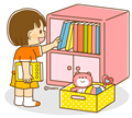 子供・女の子の生活イラスト 後片付けをする女の子