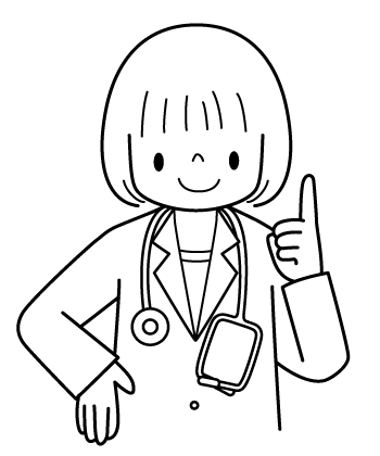 女医さんのイラスト１ かわいい先生 若いお医者さん ぬりえ