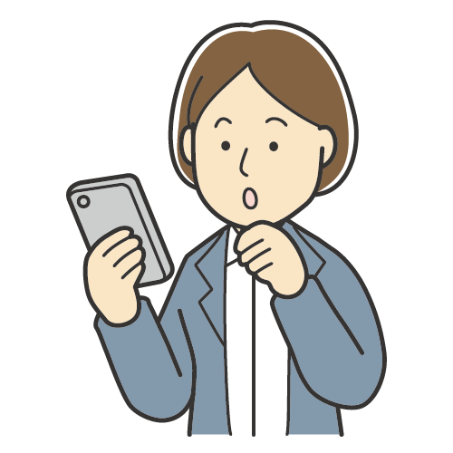 スマートフォンの画面を見る女性