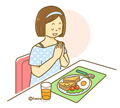 Woman eating breakfast