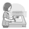 Illustration of the female employees to take a copy