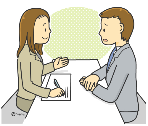 カウンセリングを受ける・相談をする男性のイラスト（カラー）