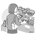 Illustration of women shopping in convenience stores