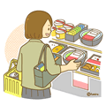 Illustration of women shopping in convenience stores