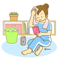 Illustration of woman relaxing in the room