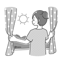 Illustration of woman opening a window