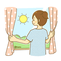 Illustration of woman opening a window