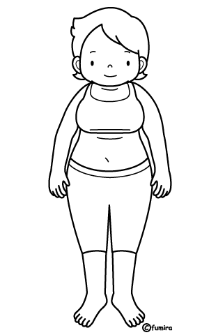 肥満・お母さんのイラスト（ぬりえ）