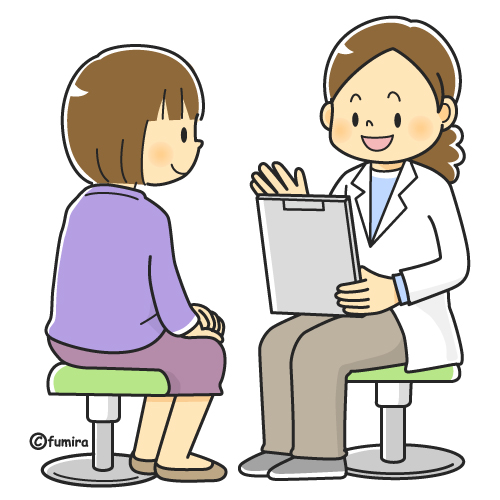 健康診断・問診を受ける女性のイラスト（カラー）