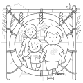 茅の輪をくぐるこどもたちのイラスト(ぬりえ) 茅の輪をくぐるこどもたちのイラスト(ぬりえ)