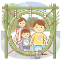 茅の輪をくぐるこどもたちのイラスト(ソフト) 茅の輪をくぐるこどもたちのイラスト(ソフト)