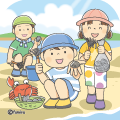 海岸で潮干狩りを楽しむ子どもたちのイラスト(カラー) 海岸で潮干狩りを楽しむ子どもたちのイラスト(カラー)
