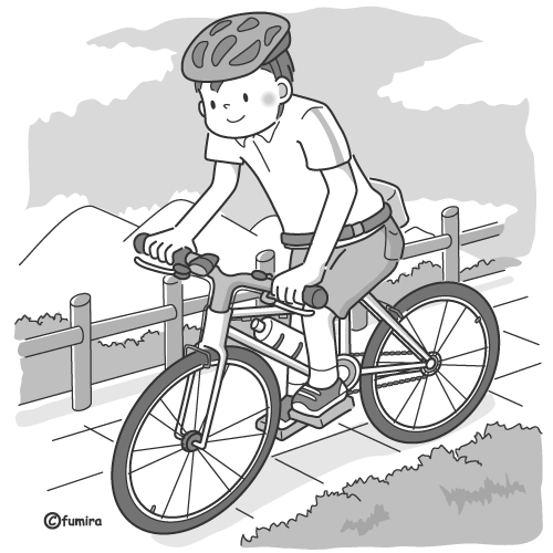 サイクリングのイラスト（モノクロ）