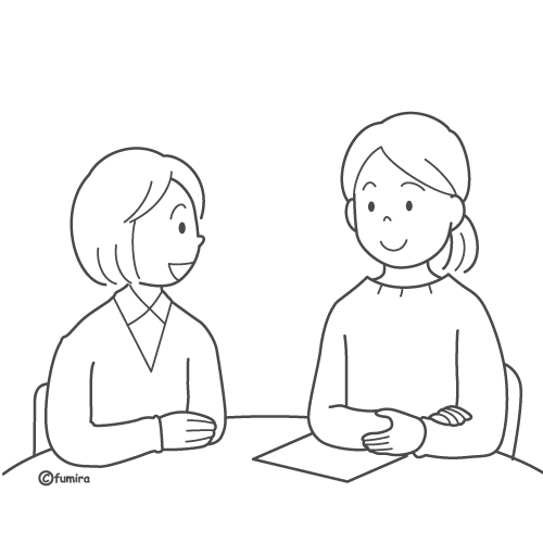 �搶���l�̐l�Ƙb�����鏗�q�w���̃C���X�g�i�ʂ肦�j