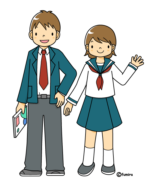 中学生の男女 カラー 子供と動物のイラスト屋さん わたなべふみ