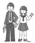 中学生男女(モノクロ)