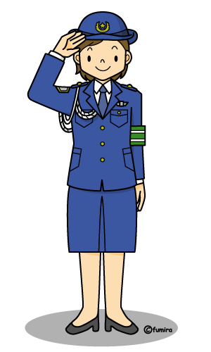 婦人警官 女性警察官のイラスト カラー 子供と動物のイラスト屋さん わたなべふみ